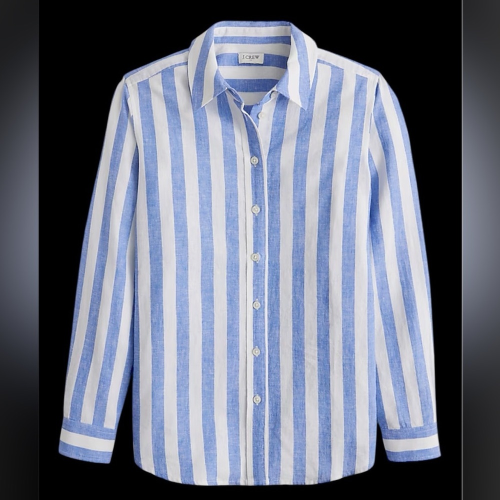 J.Crew Stripe linen blend button up shirt NWT